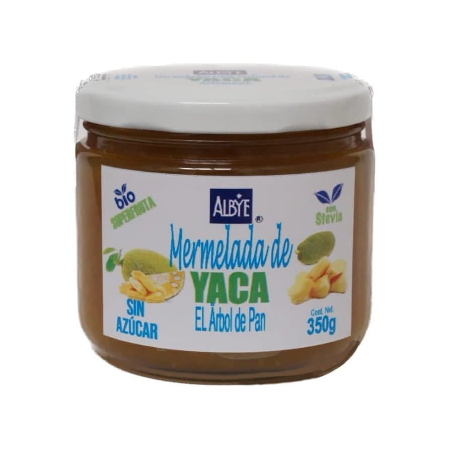 Mermelada de yaca con stevia en frasco con cuchara